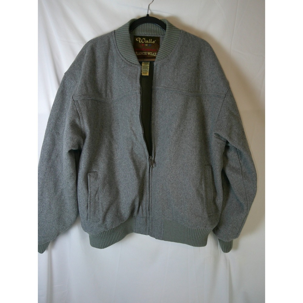 Vintage Walls Ranch Wear Mens X Large Regular Gray‎ Bomber Jacket